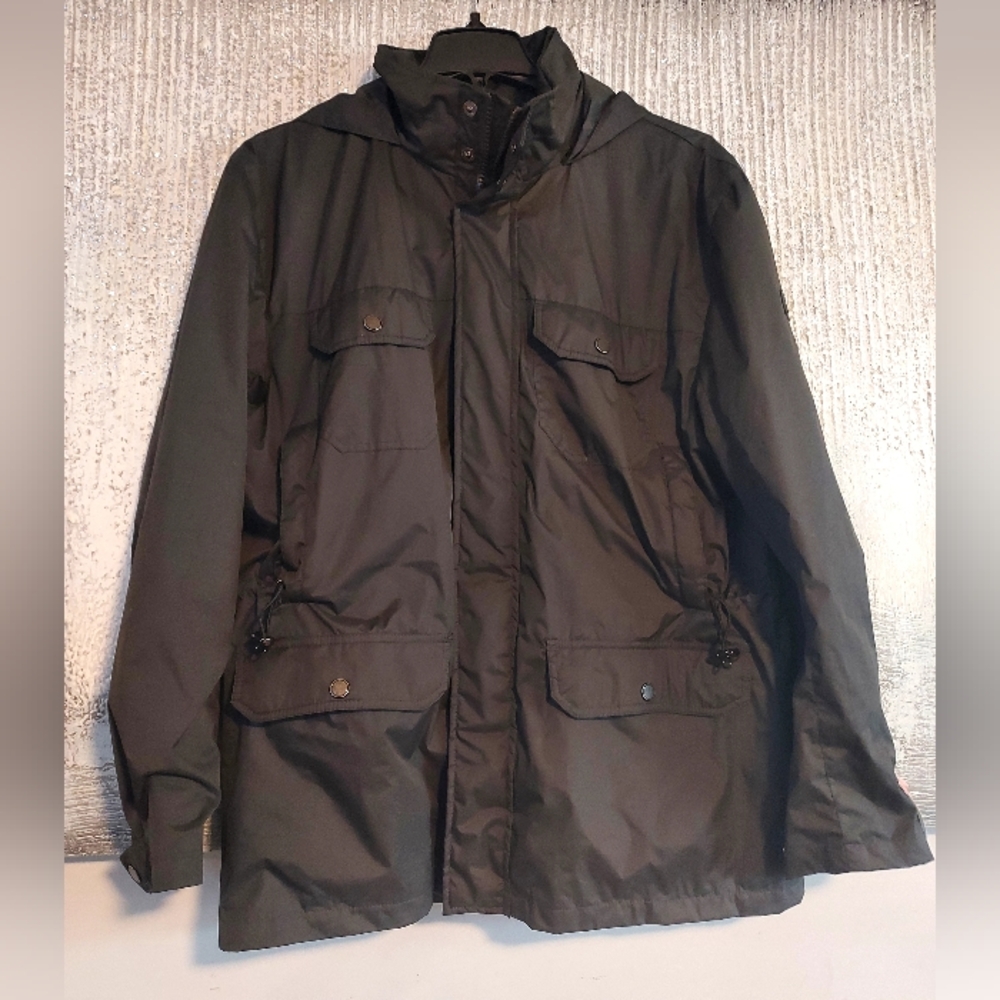 HAWKE&Co Men's Black Hooded Zip-Up Parka Jacket Sz-M